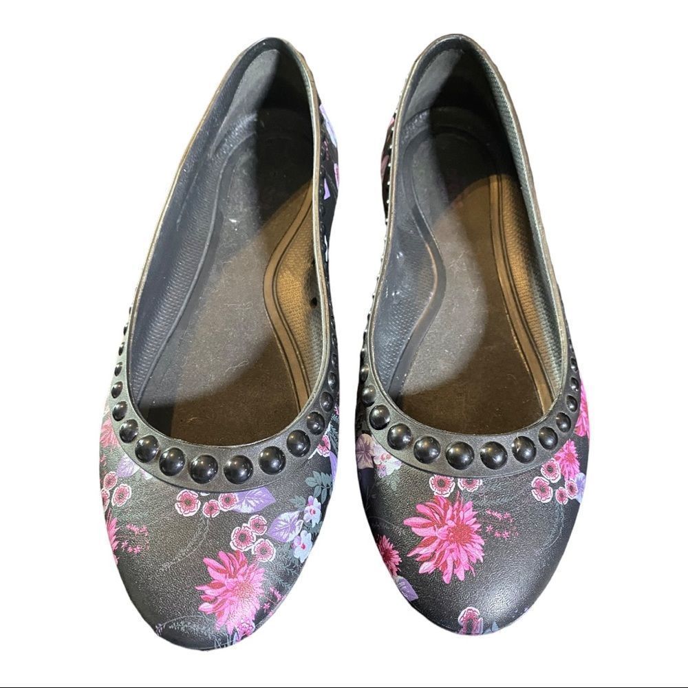 Crocs Lina Luxe Black Pink Purple Floral Ballet Flats Size 7